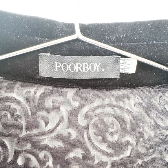 Vintage- “Poor Boy” Sheer Floral Velvet Lace Button Down Top -Black Size: Medium - Picture 6 of 6